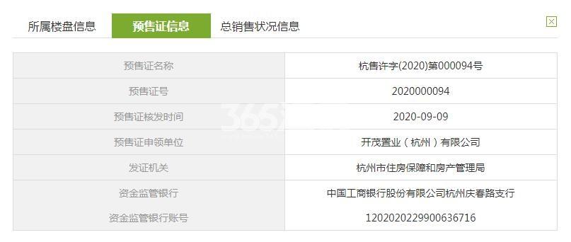 金茂首开国樾6#预售证信息