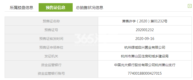 绿城桂语听澜轩8、9、10#预售证
