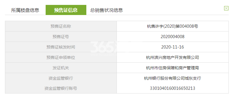 滨江御滨府3、4#预售证
