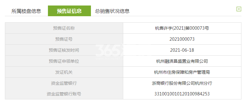 滨融府2、3、4#预售证