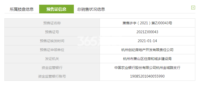 昱泊名府高层20#预售证