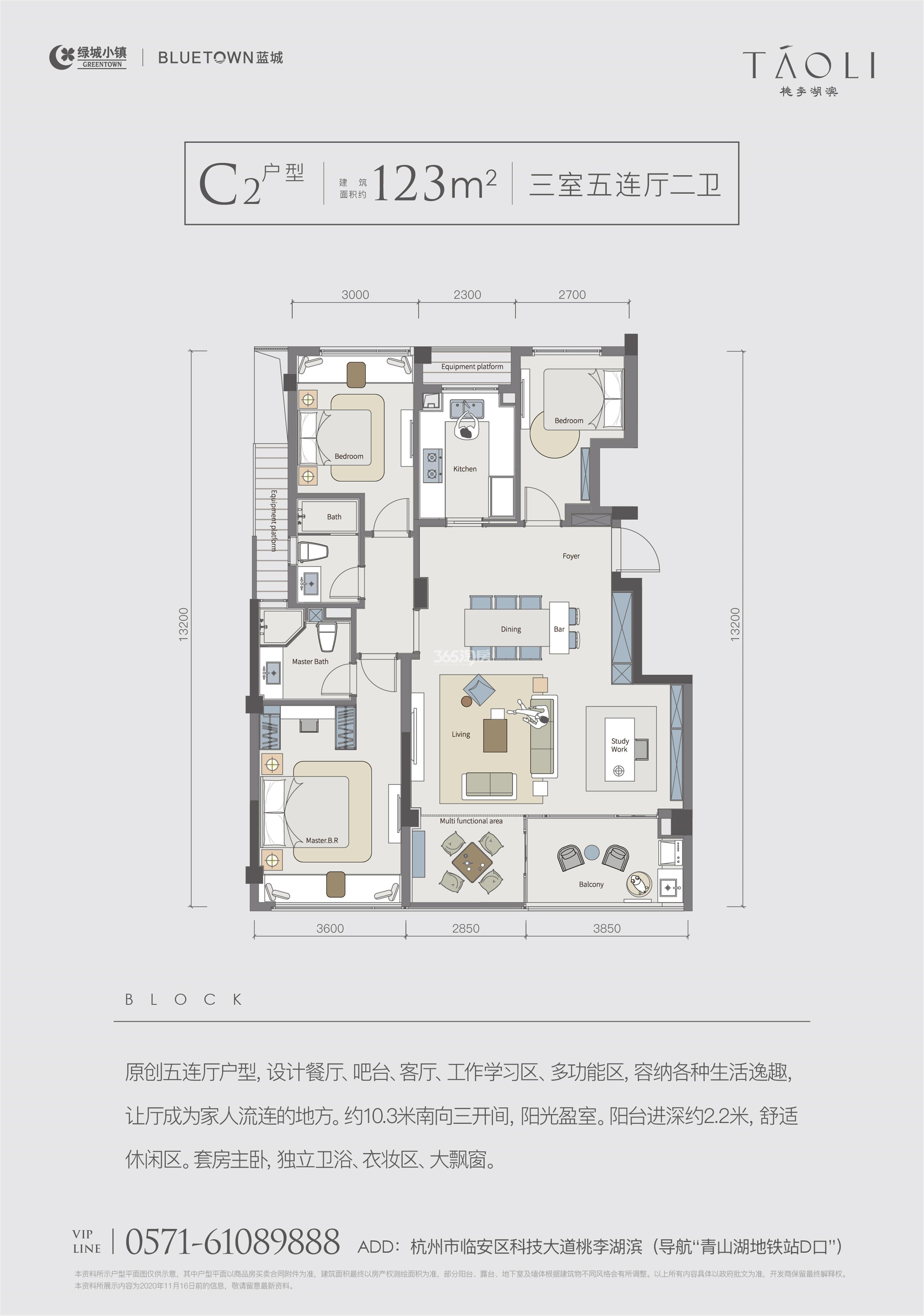 桃李湖滨里里C2户型123方户型图
