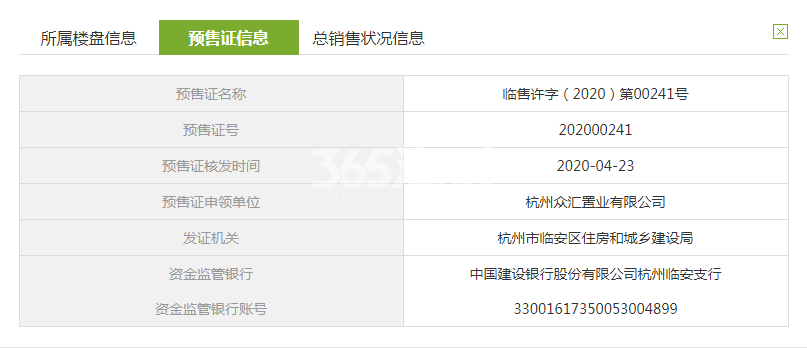 星雨华府麓园19#预售证信息