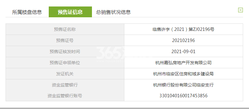 溪珺庭B5,B7幢预售证信息