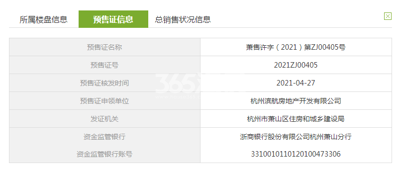 滨江博语华庭高层2、3、7、8#预售证