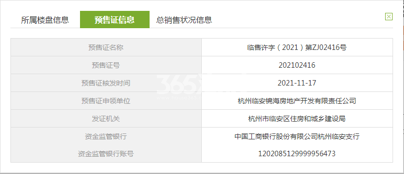 平峰晓庐1、2、8、9#预售证